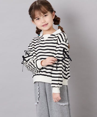 KJKAG21029 a.v.v KIDS [120-160]【WEB限定】襟付きリボントレーナー