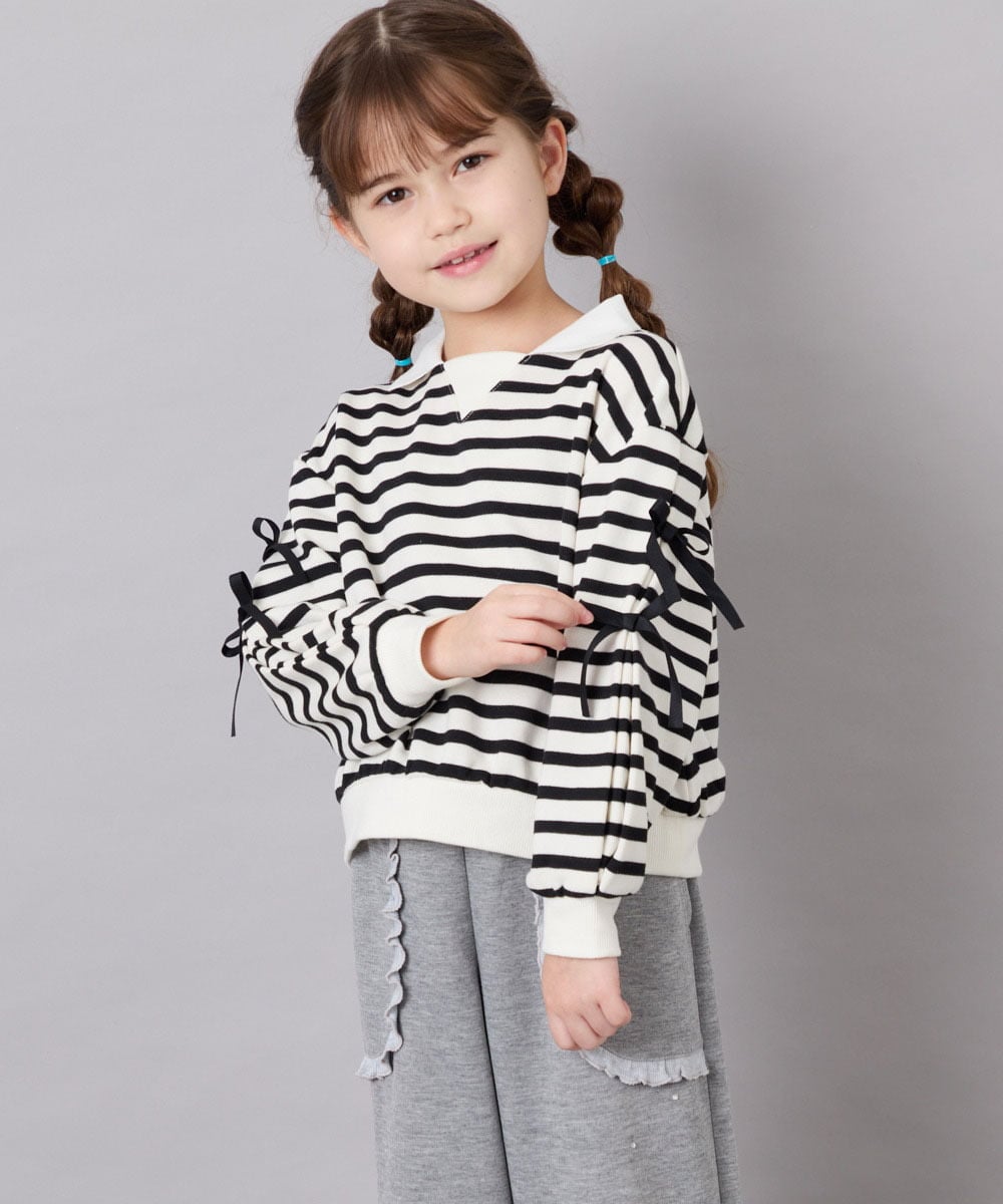 KJKAG21029 a.v.v KIDS(アー・ヴェ・ヴェ) [120-160]【WEB限定】襟付きリボントレーナー アイボリー