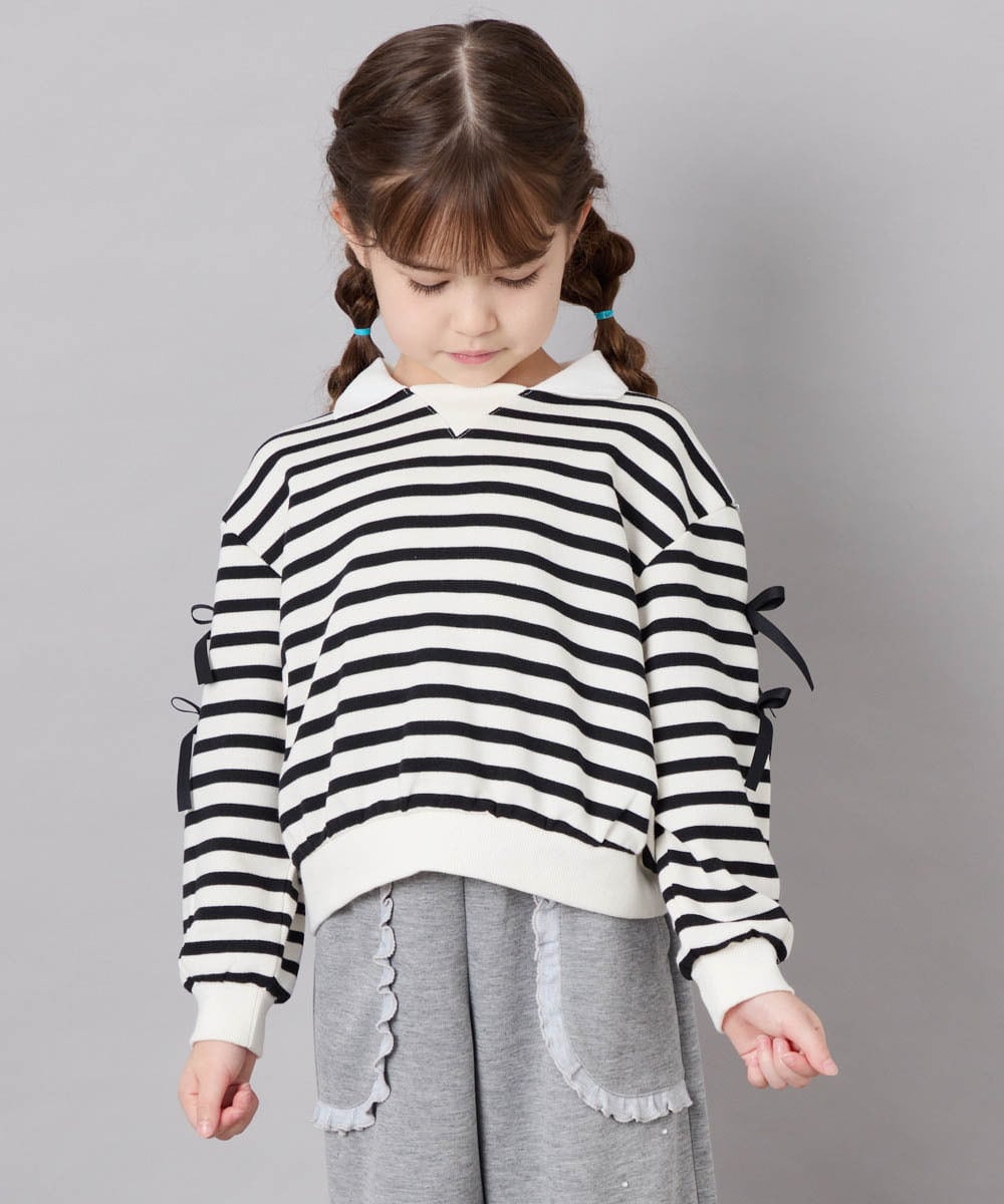 KJKAG21029 a.v.v KIDS(アー・ヴェ・ヴェ) [120-160]【WEB限定】襟付きリボントレーナー アイボリー