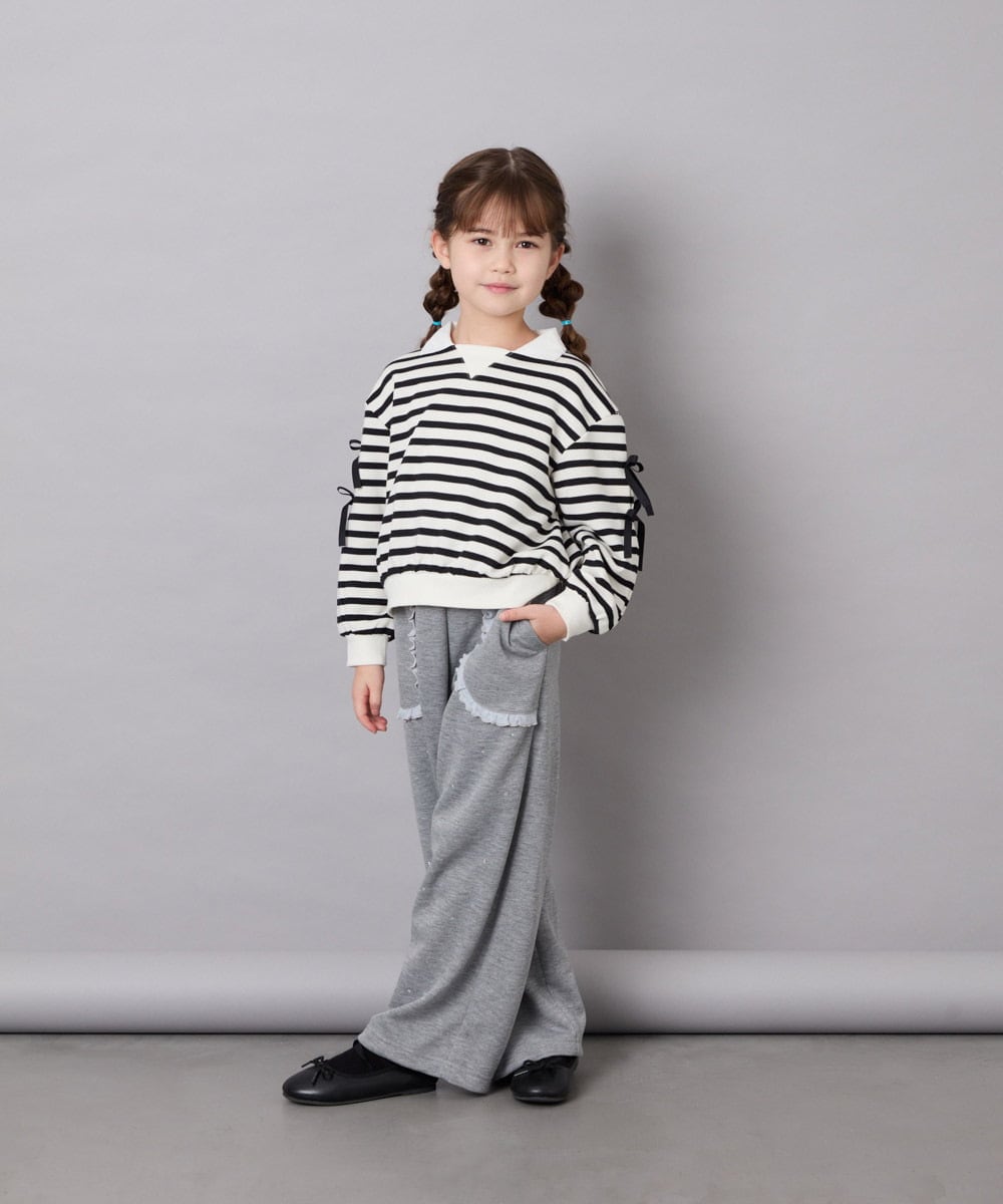 KJKAG21029 a.v.v KIDS(アー・ヴェ・ヴェ) [120-160]【WEB限定】襟付きリボントレーナー アイボリー