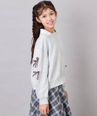 KJKAG21029 a.v.v KIDS [120-160]【WEB限定】襟付きリボントレーナー