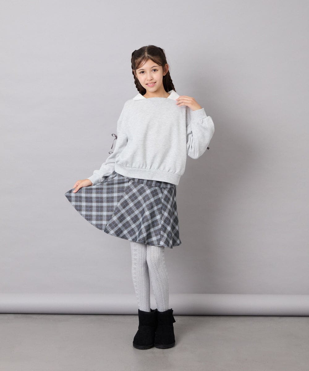 KJKAG21029 a.v.v KIDS(アー・ヴェ・ヴェ) [120-160]【WEB限定】襟付きリボントレーナー ライトグレー