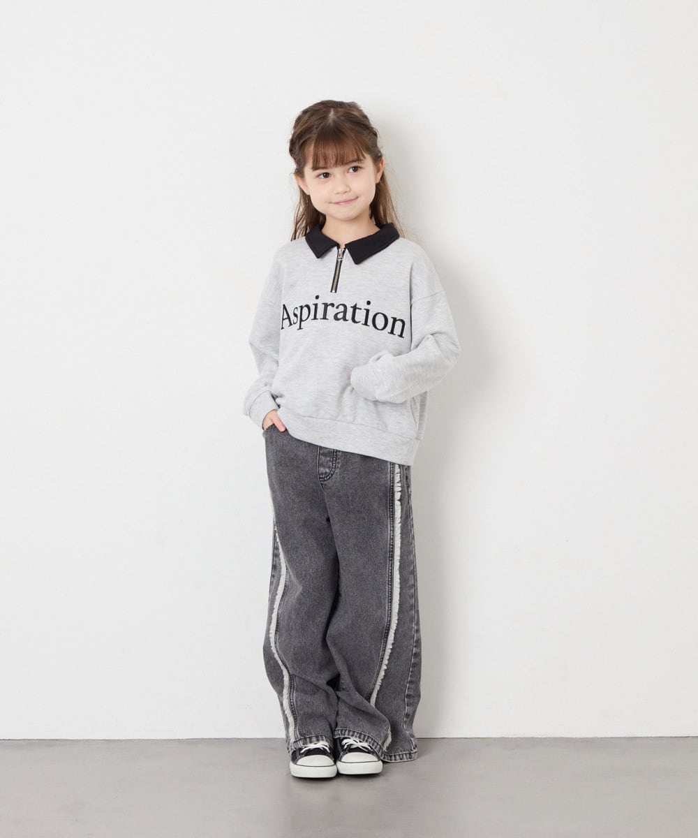 KJKAG28039 a.v.v KIDS(アー・ヴェ・ヴェ) [130-160]ハーフジップPO ライトグレー
