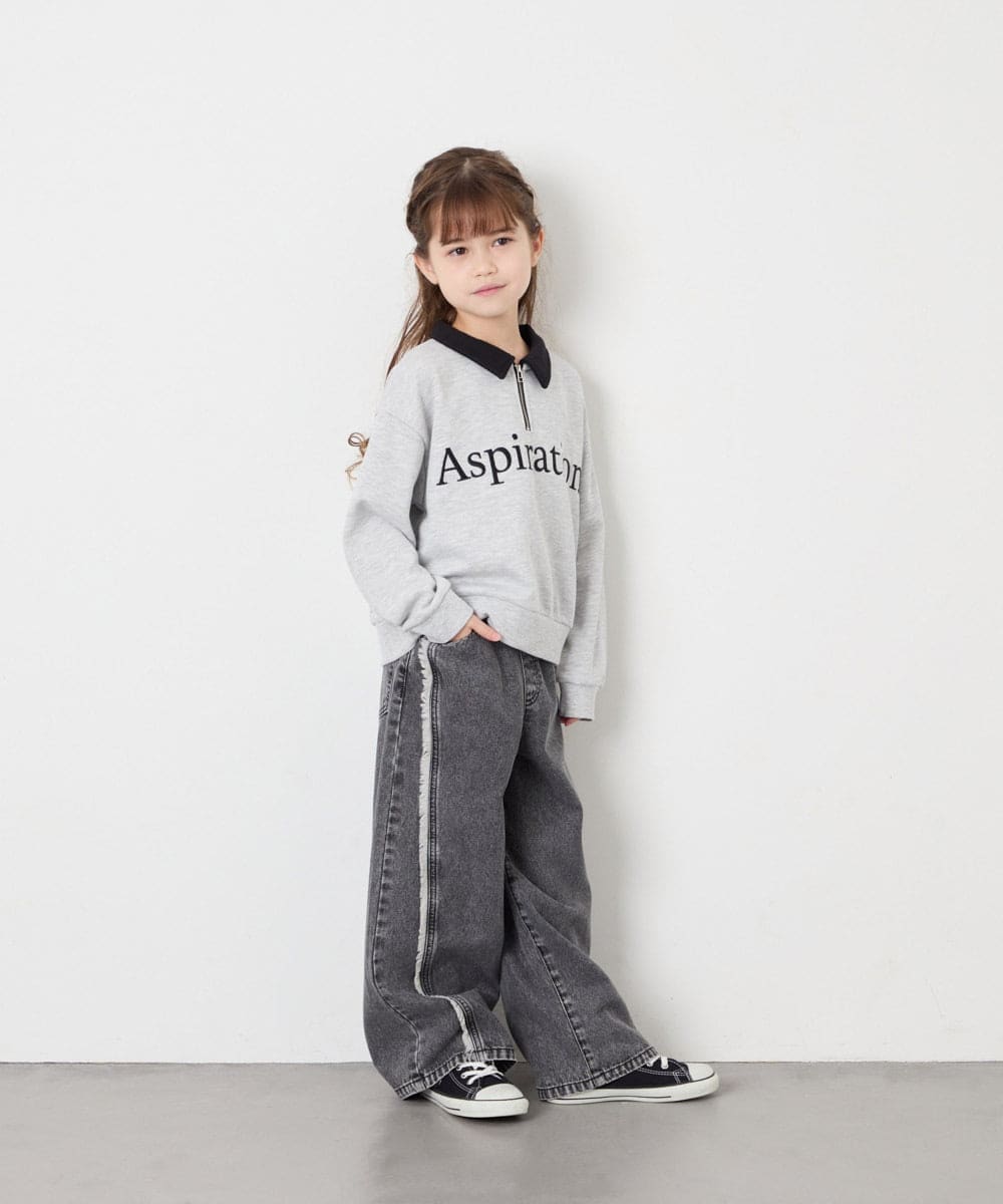KJKAG28039 a.v.v KIDS(アー・ヴェ・ヴェ) [130-160]ハーフジップPO ライトグレー