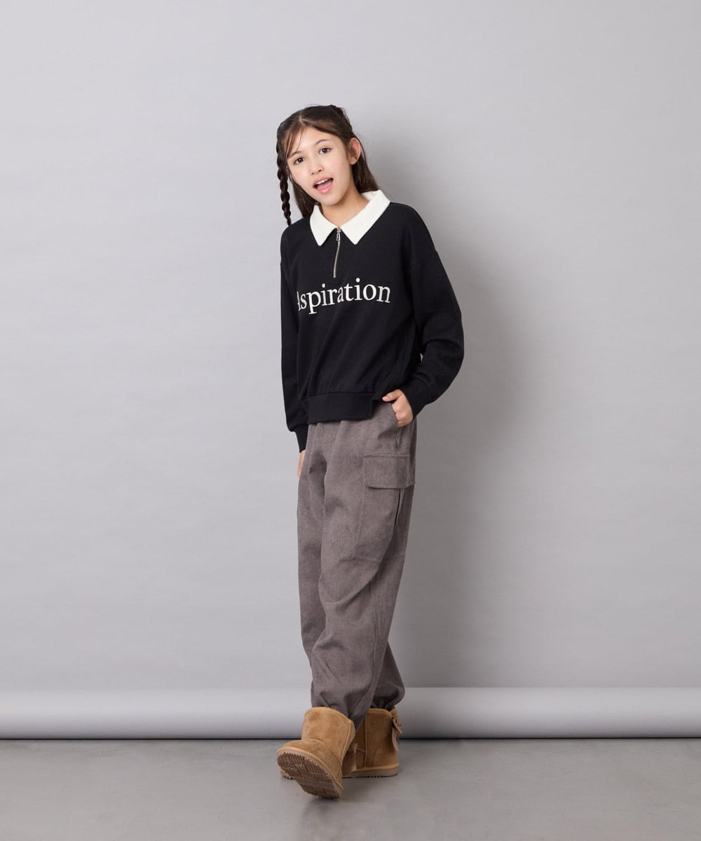 KJKAG28039 a.v.v KIDS(アー・ヴェ・ヴェ) [130-160]ハーフジップPO ブラック