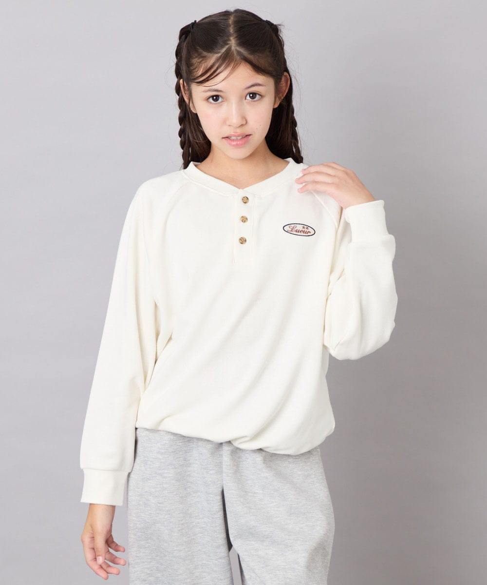 KJKAG29039 a.v.v KIDS(アー・ヴェ・ヴェ) [140-150]【男女兼用】ヘンリーネックPO アイボリー