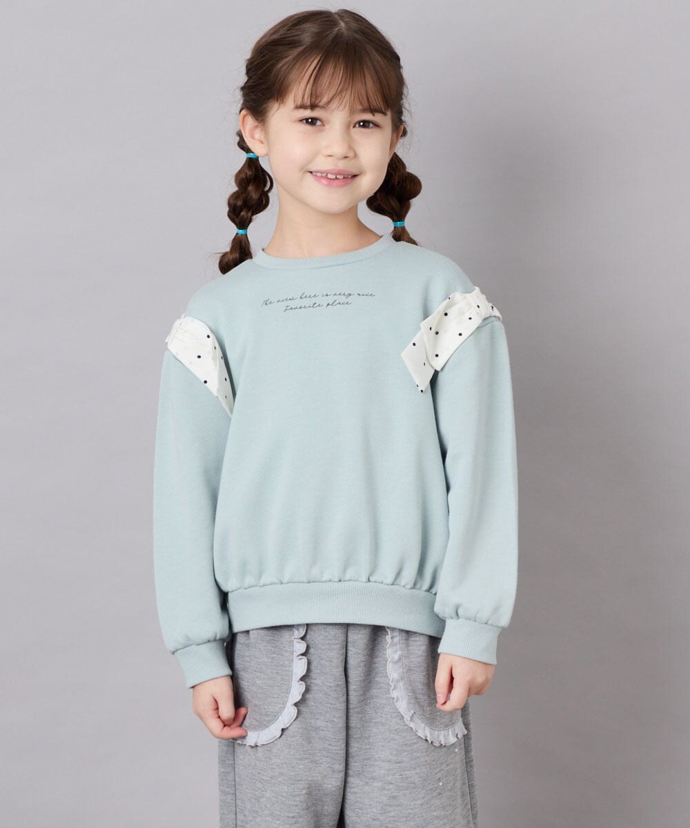 KJKAG46029 a.v.v KIDS(アー・ヴェ・ヴェ) [120-160]肩リボントレーナー グリーン