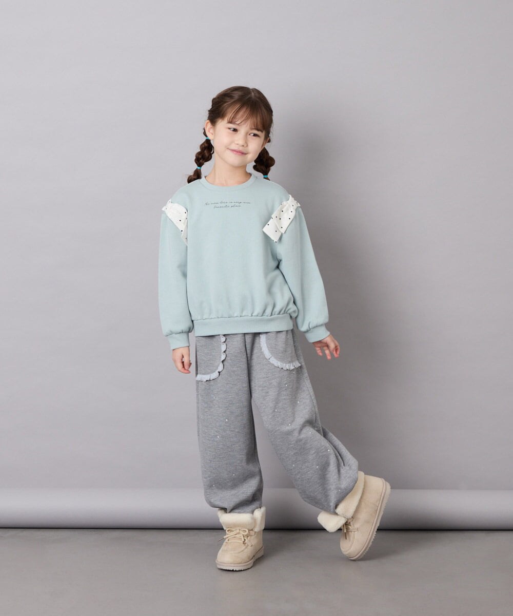 KJKAG46029 a.v.v KIDS(アー・ヴェ・ヴェ) [120-160]肩リボントレーナー グリーン