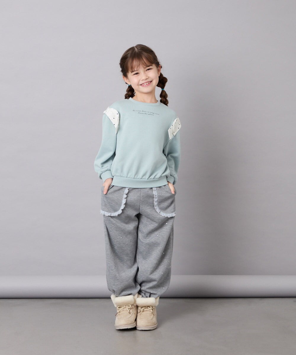 KJKAG46029 a.v.v KIDS(アー・ヴェ・ヴェ) [120-160]肩リボントレーナー グリーン