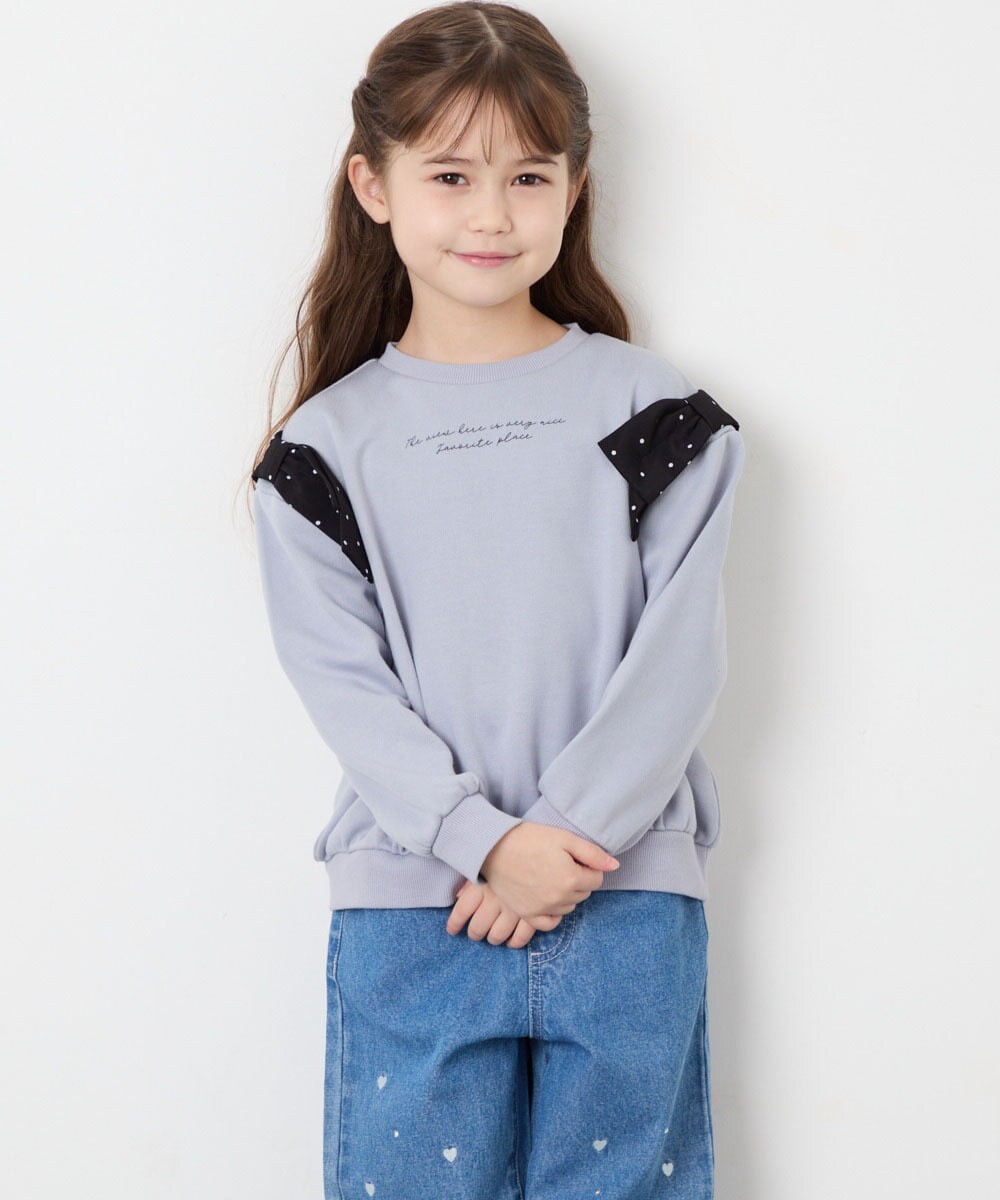 KJKAG46029 a.v.v KIDS(アー・ヴェ・ヴェ) [120-160]肩リボントレーナー ライトブルー