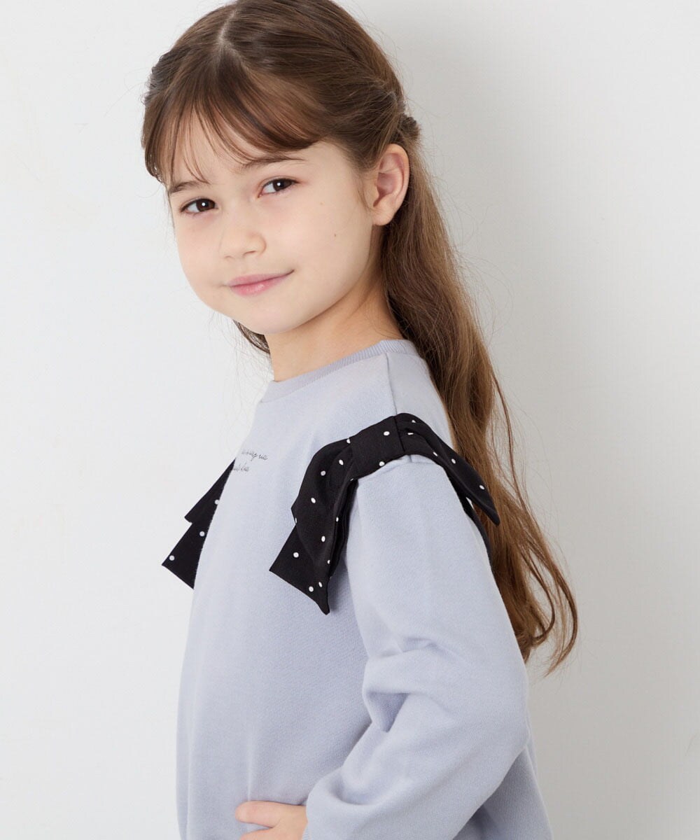 KJKAG46029 a.v.v KIDS(アー・ヴェ・ヴェ) [120-160]肩リボントレーナー ライトブルー