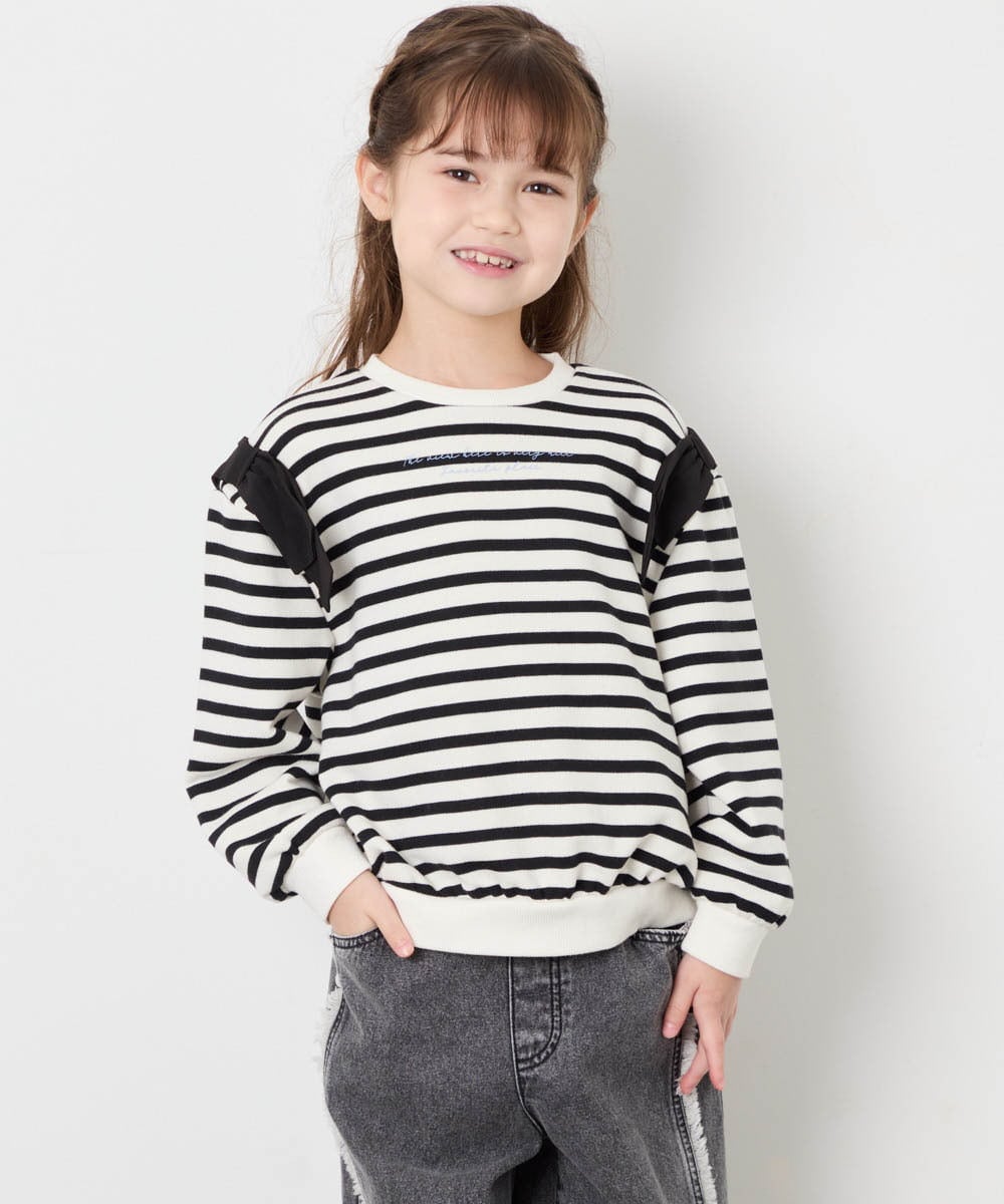KJKAG46029 a.v.v KIDS(アー・ヴェ・ヴェ) [120-160]肩リボントレーナー アイボリー