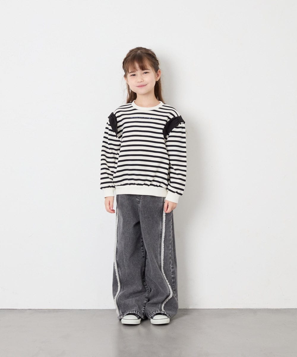 KJKAG46029 a.v.v KIDS(アー・ヴェ・ヴェ) [120-160]肩リボントレーナー アイボリー
