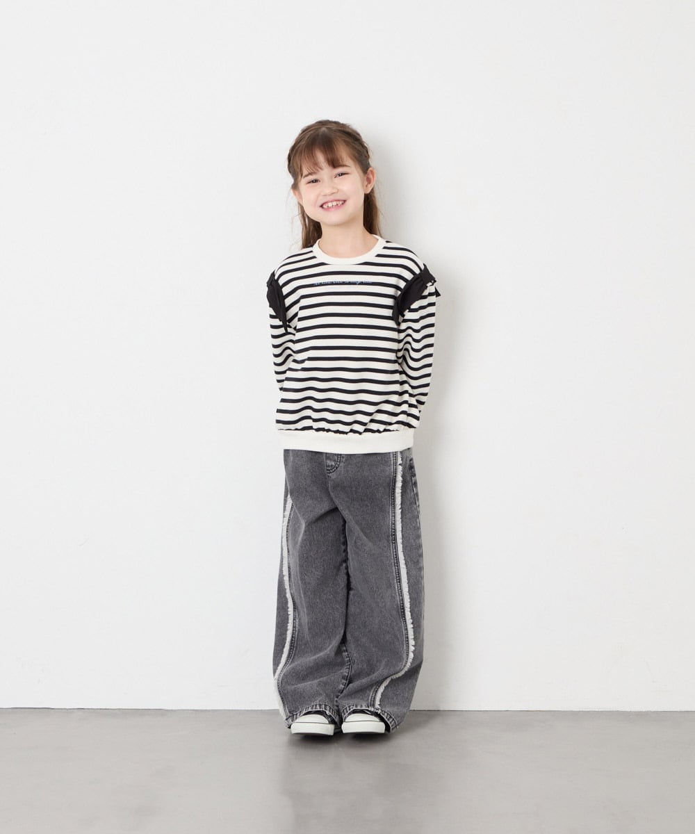 KJKAG46029 a.v.v KIDS(アー・ヴェ・ヴェ) [120-160]肩リボントレーナー アイボリー