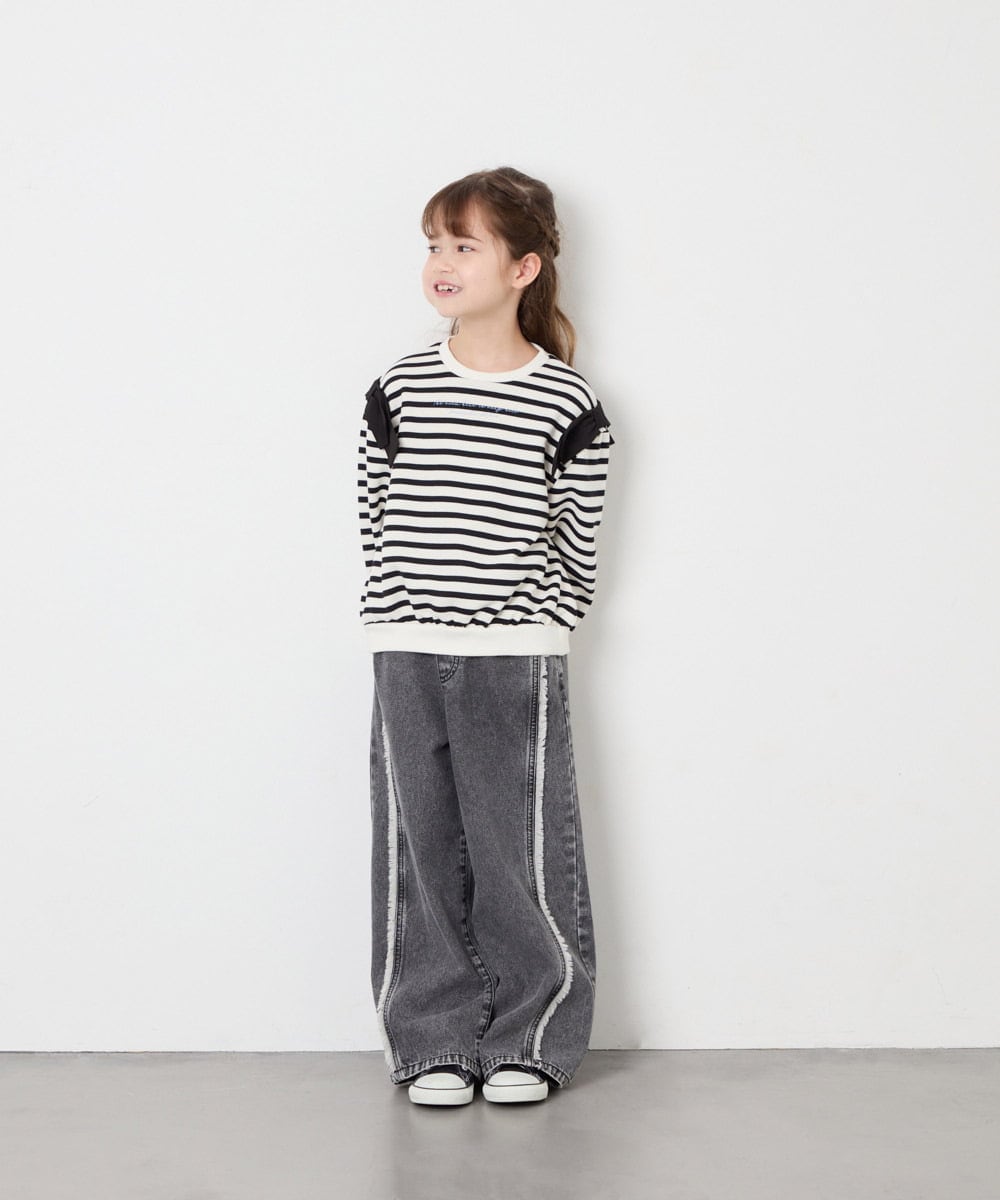 KJKAG46029 a.v.v KIDS(アー・ヴェ・ヴェ) [120-160]肩リボントレーナー アイボリー