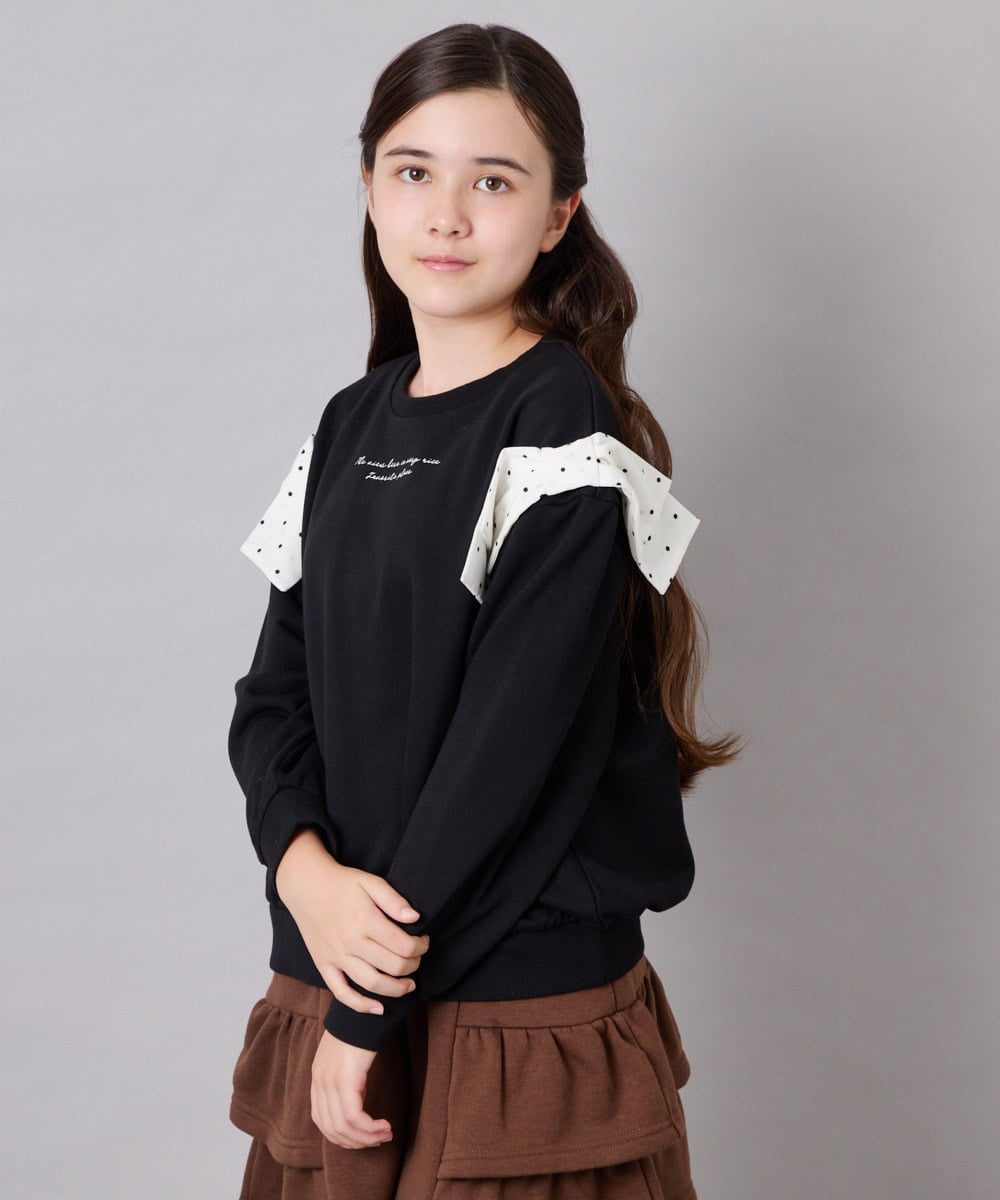 KJKAG46029 a.v.v KIDS(アー・ヴェ・ヴェ) [120-160]肩リボントレーナー ブラック