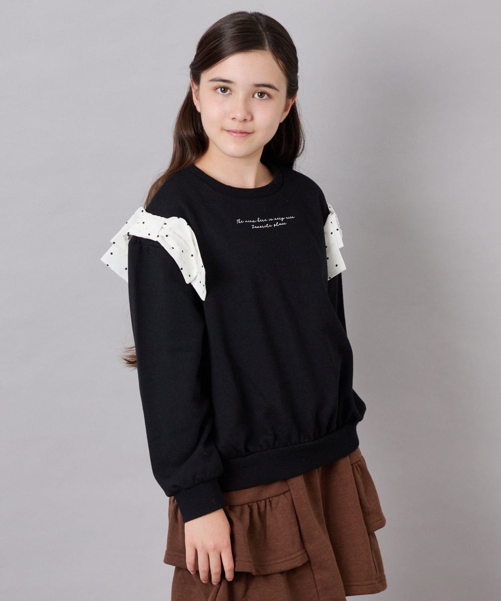 KJKAG46029 a.v.v KIDS(アー・ヴェ・ヴェ) [120-160]肩リボントレーナー ブラック
