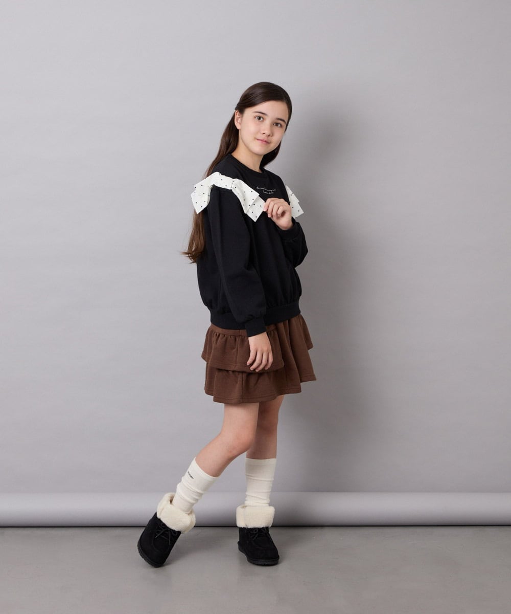 KJKAG46029 a.v.v KIDS(アー・ヴェ・ヴェ) [120-160]肩リボントレーナー ブラック