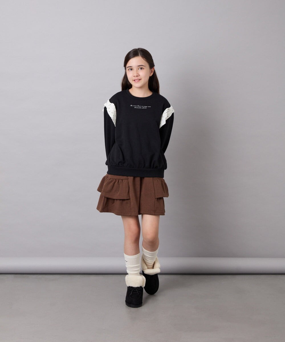 KJKAG46029 a.v.v KIDS(アー・ヴェ・ヴェ) [120-160]肩リボントレーナー ブラック