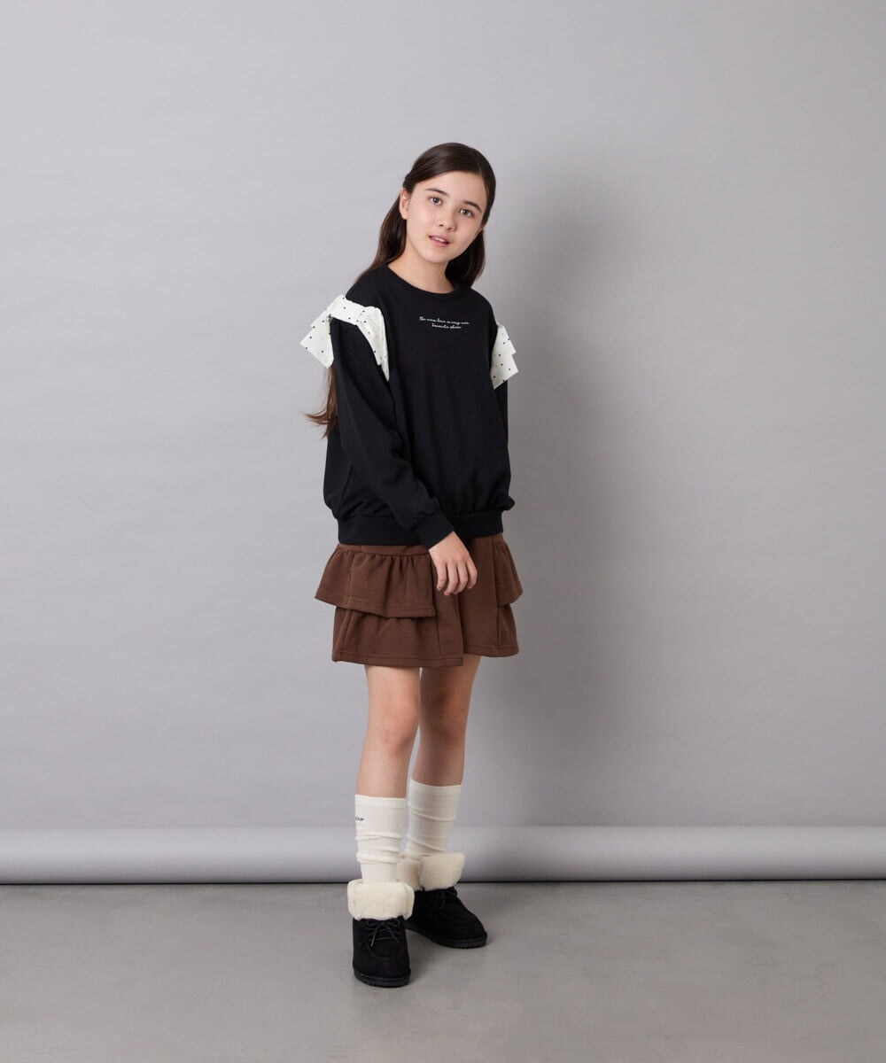 KJKAG46029 a.v.v KIDS(アー・ヴェ・ヴェ) [120-160]肩リボントレーナー ブラック