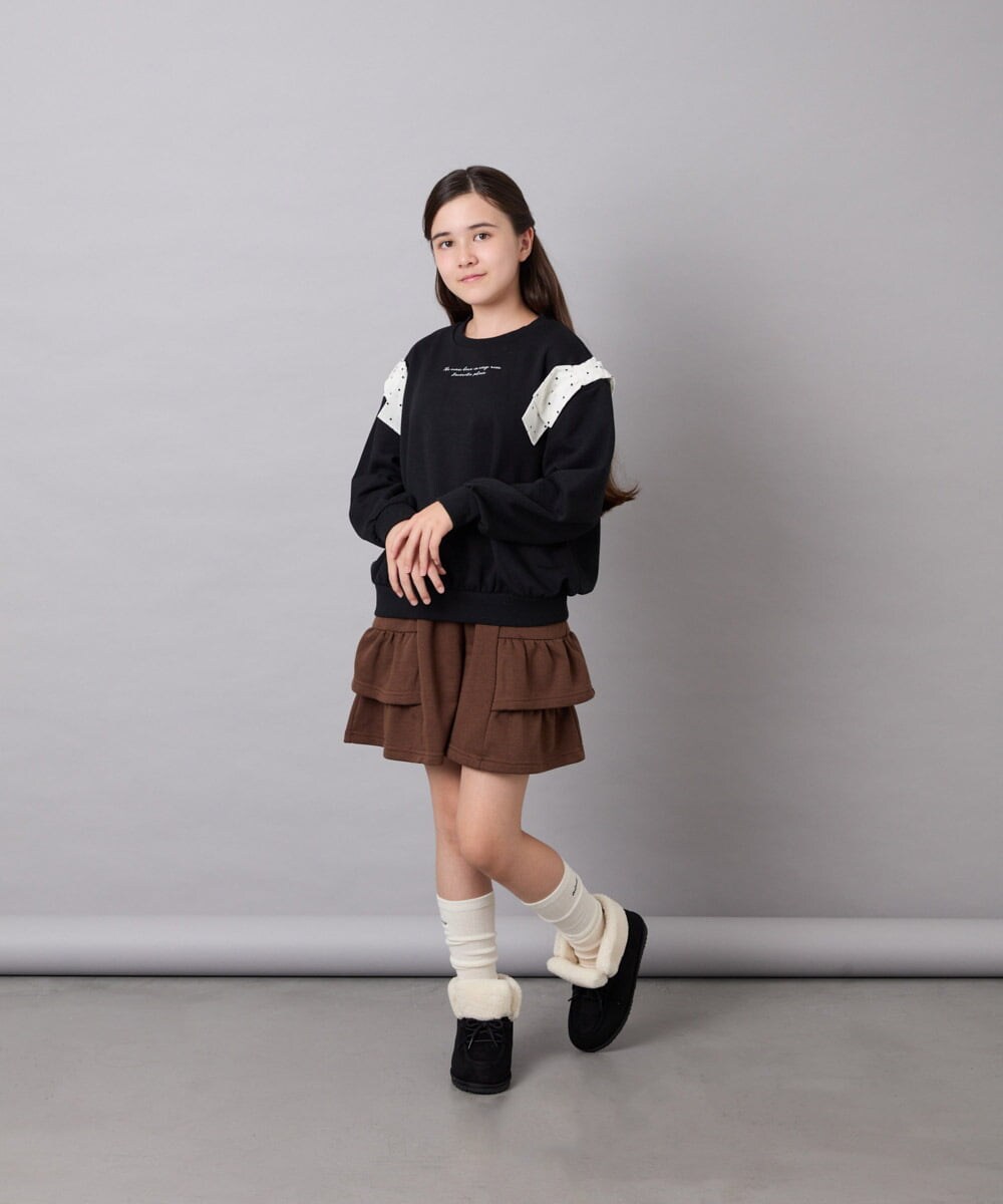 KJKAG46029 a.v.v KIDS(アー・ヴェ・ヴェ) [120-160]肩リボントレーナー ブラック