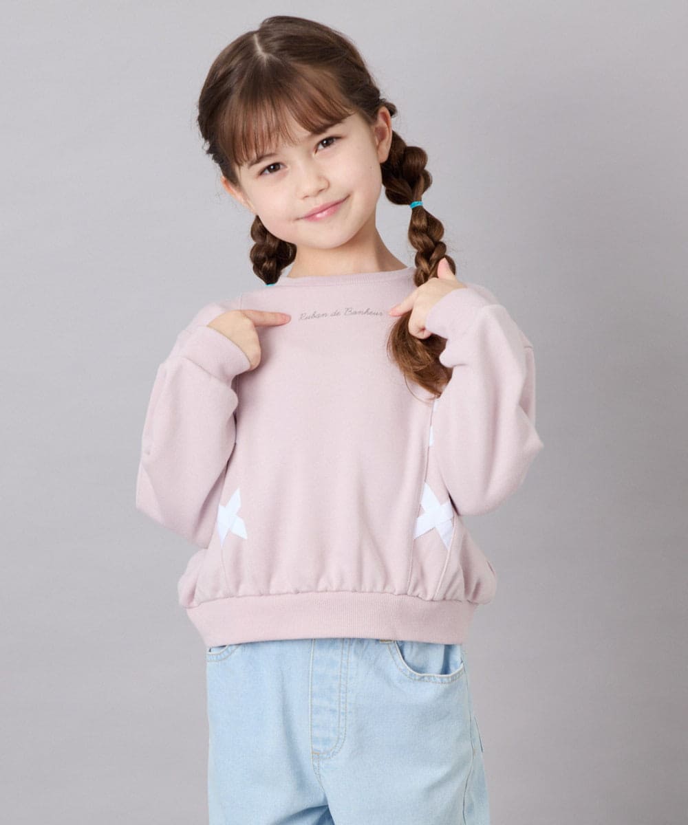 KJKAG47026 a.v.v KIDS(アー・ヴェ・ヴェ) [120-160]レースアップリボントレーナー ライトピンク