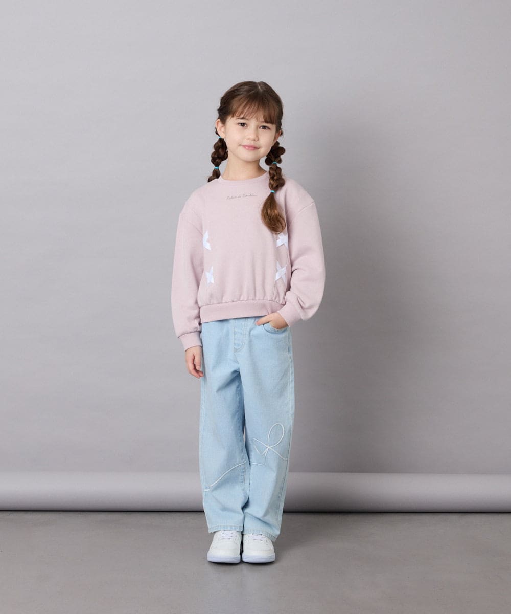 KJKAG47026 a.v.v KIDS(アー・ヴェ・ヴェ) [120-160]レースアップリボントレーナー ライトピンク
