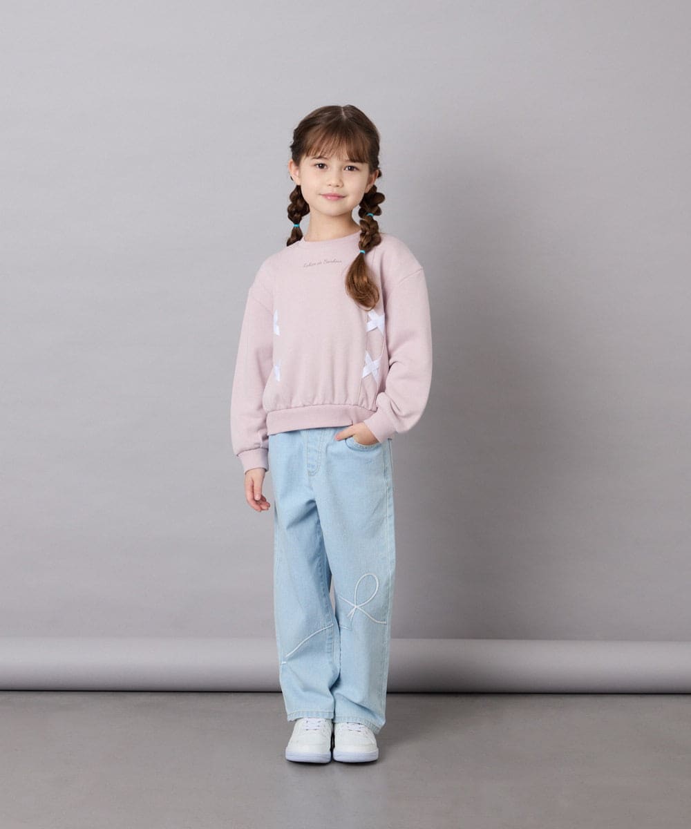KJKAG47026 a.v.v KIDS(アー・ヴェ・ヴェ) [120-160]レースアップリボントレーナー ライトピンク