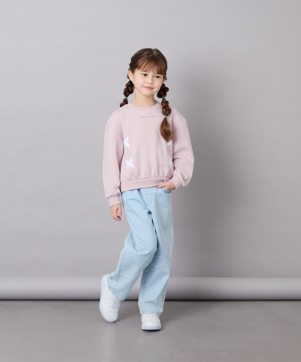 KJKAG47026 a.v.v KIDS(アー・ヴェ・ヴェ) [120-160]レースアップリボントレーナー ライトピンク