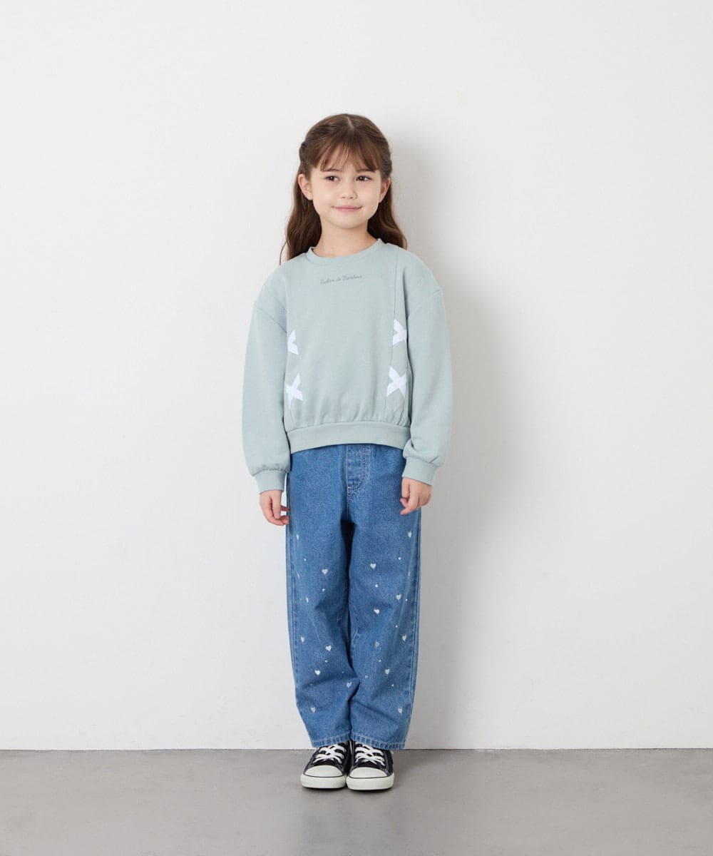 KJKAG47026 a.v.v KIDS(アー・ヴェ・ヴェ) [120-160]レースアップリボントレーナー ライトグリーン