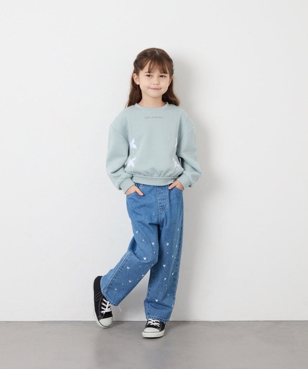 KJKAG47026 a.v.v KIDS(アー・ヴェ・ヴェ) [120-160]レースアップリボントレーナー ライトグリーン
