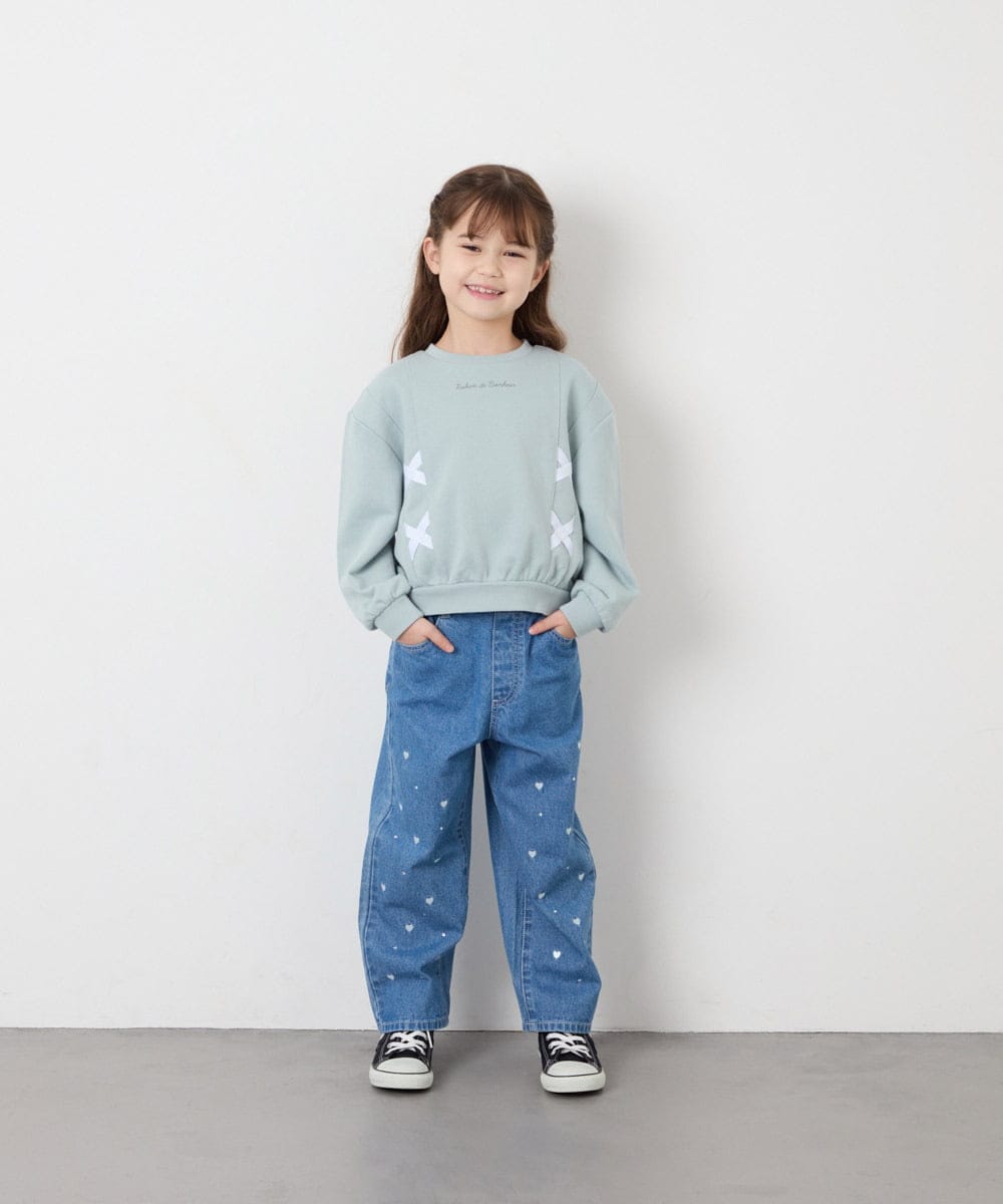 KJKAG47026 a.v.v KIDS(アー・ヴェ・ヴェ) [120-160]レースアップリボントレーナー ライトグリーン