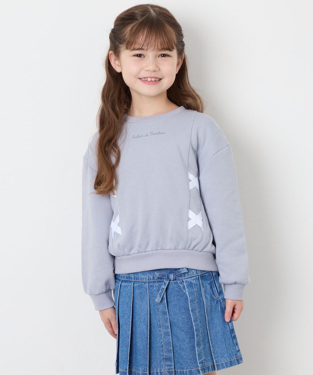 KJKAG47026 a.v.v KIDS(アー・ヴェ・ヴェ) [120-160]レースアップリボントレーナー ライトブルー