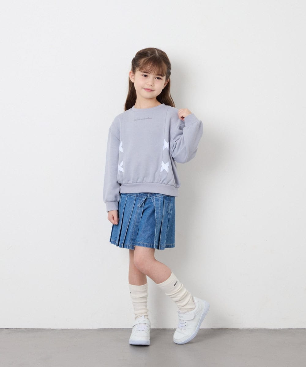 KJKAG47026 a.v.v KIDS(アー・ヴェ・ヴェ) [120-160]レースアップリボントレーナー ライトブルー