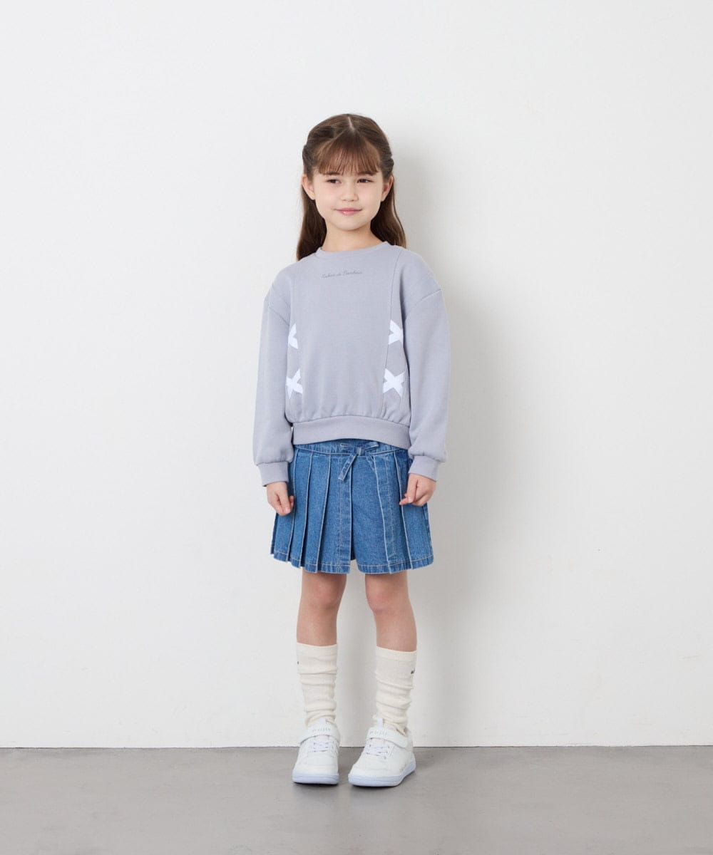 KJKAG47026 a.v.v KIDS(アー・ヴェ・ヴェ) [120-160]レースアップリボントレーナー ライトブルー