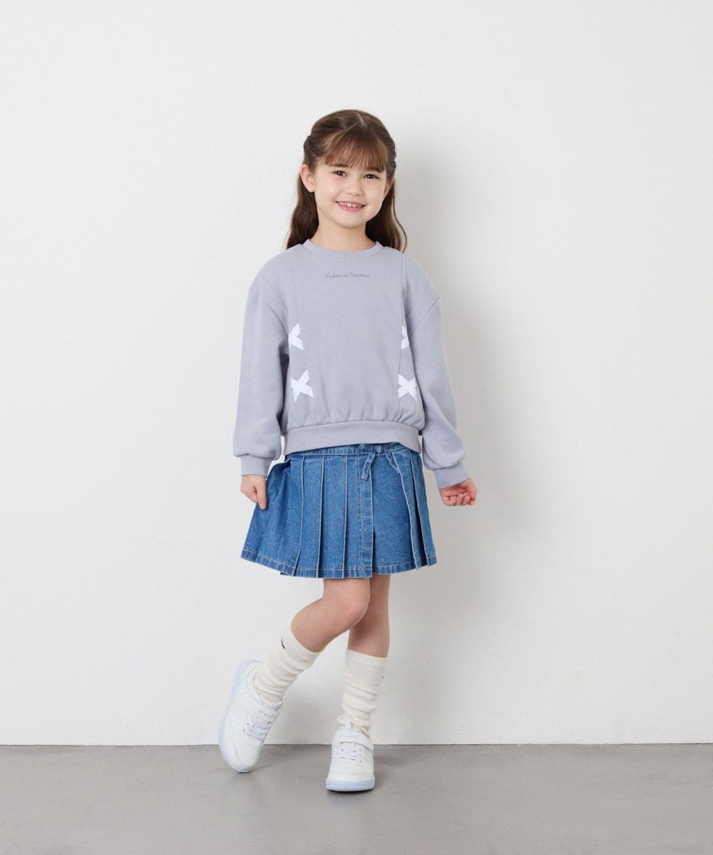 KJKAG47026 a.v.v KIDS(アー・ヴェ・ヴェ) [120-160]レースアップリボントレーナー ライトブルー