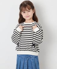 KJKAG47026 a.v.v KIDS(アー・ヴェ・ヴェ) [120-160]レースアップリボントレーナー アイボリー