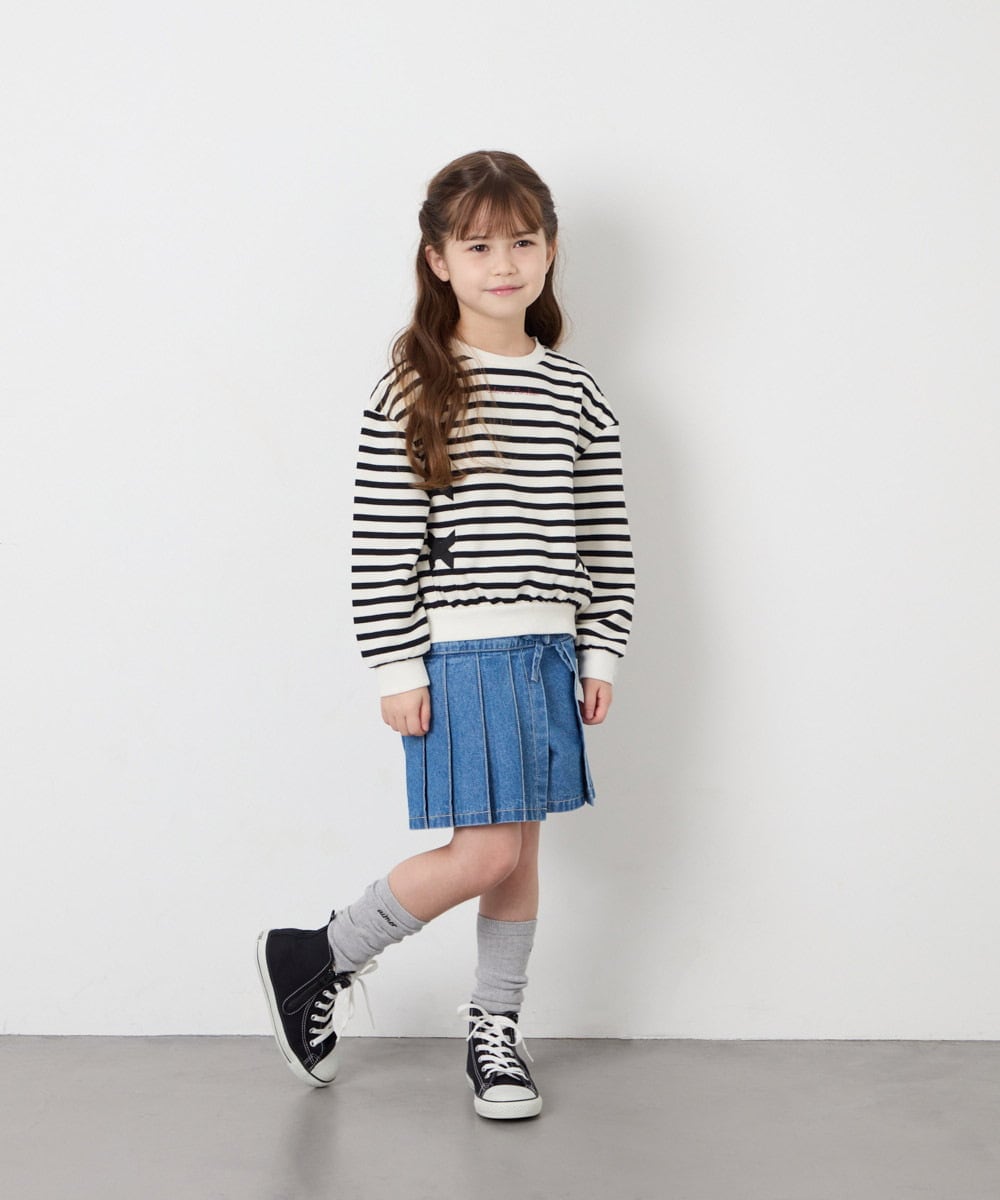 KJKAG47026 a.v.v KIDS(アー・ヴェ・ヴェ) [120-160]レースアップリボントレーナー アイボリー