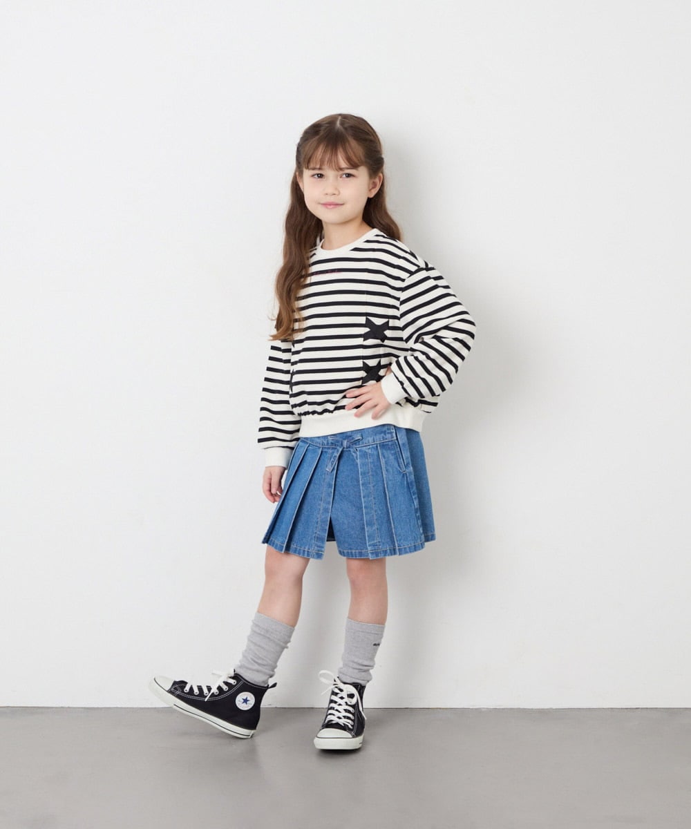 KJKAG47026 a.v.v KIDS(アー・ヴェ・ヴェ) [120-160]レースアップリボントレーナー アイボリー
