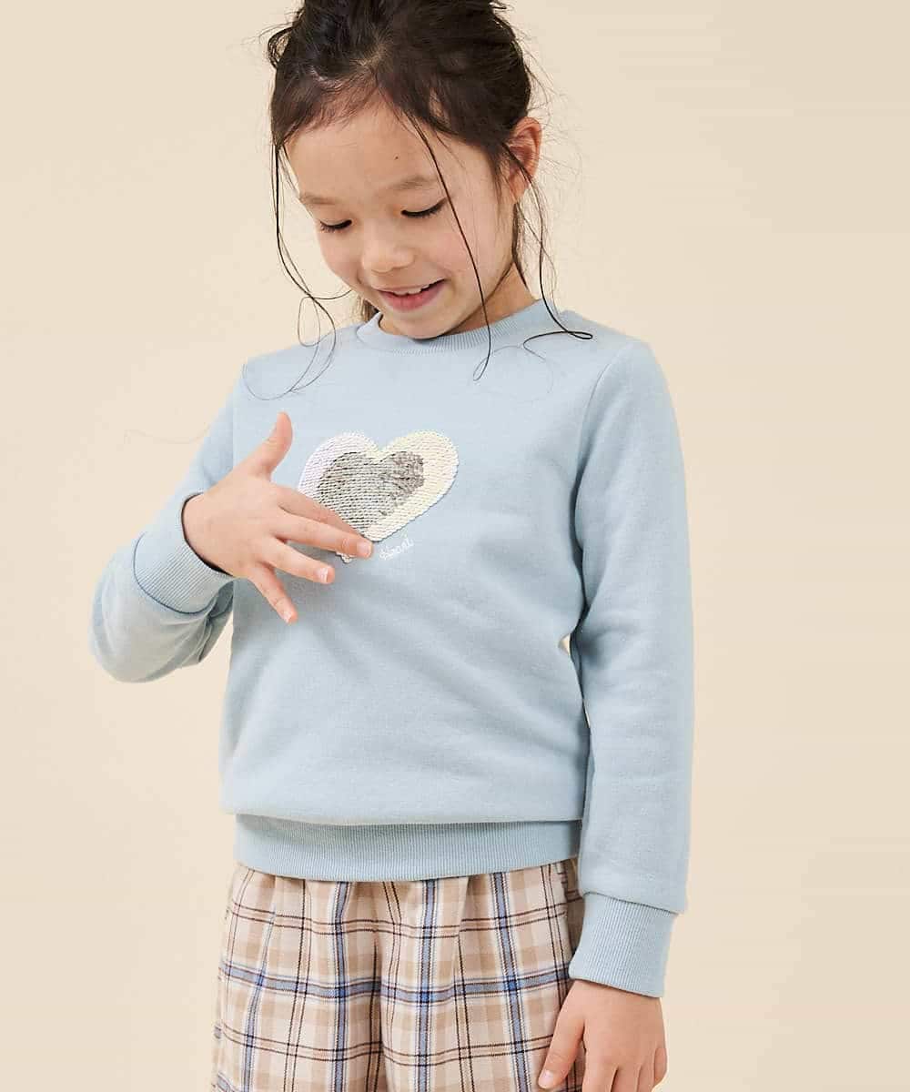 KJKAJ22024 a.v.v KIDS(アー・ヴェ・ヴェ) [100-130]トゥインクルスパンコールアート裏起毛トレーナー[WEB限定サイズ] グリーン