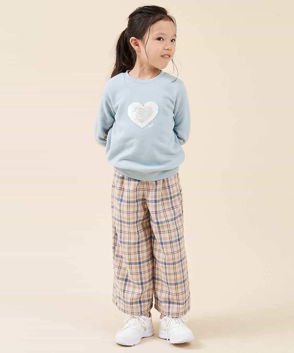 KJKAJ22024 a.v.v KIDS(アー・ヴェ・ヴェ) [100-130]トゥインクルスパンコールアート裏起毛トレーナー[WEB限定サイズ] グリーン