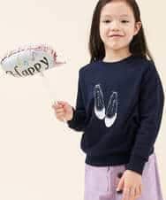 KJKAJ22024 a.v.v KIDS(アー・ヴェ・ヴェ) [100-130]トゥインクルスパンコールアート裏起毛トレーナー[WEB限定サイズ] ネイビー