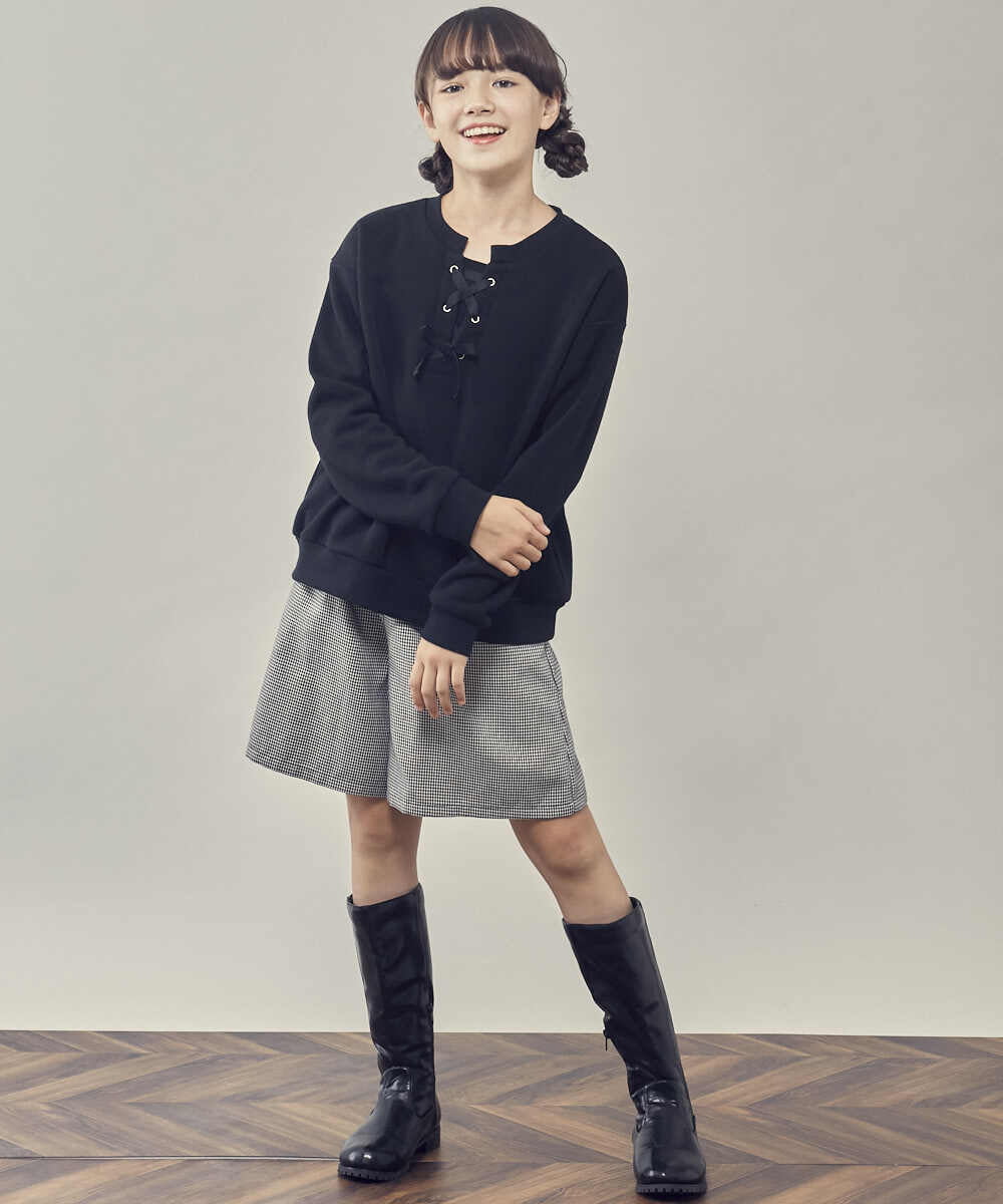 KJKAS01019 a.v.v KIDS(アー・ヴェ・ヴェ) [100-130]フロントレースアップトレーナー アイボリー