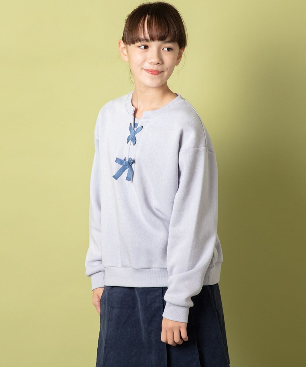 KJKAS01019 a.v.v KIDS(アー・ヴェ・ヴェ) [100-130]フロントレースアップトレーナー アイボリー