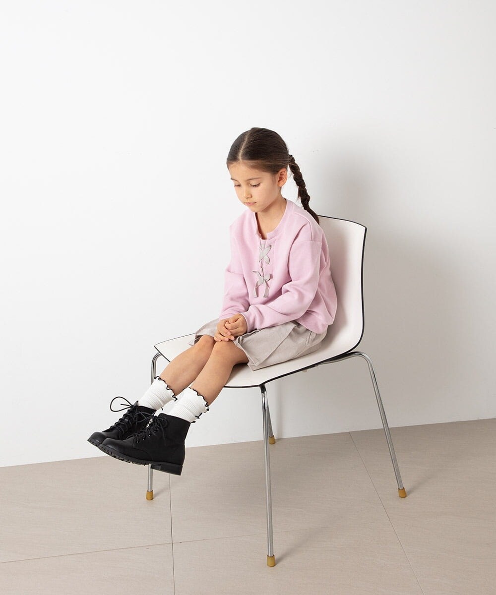 KJKAS01019 a.v.v KIDS(アー・ヴェ・ヴェ) [100-130]フロントレースアップトレーナー アイボリー