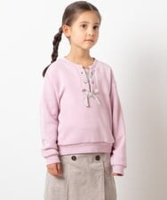 KJKAS01019 a.v.v KIDS(アー・ヴェ・ヴェ) [100-130]フロントレースアップトレーナー アイボリー