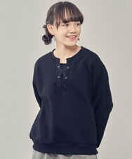KJKAS01019 a.v.v KIDS(アー・ヴェ・ヴェ) [100-130]フロントレースアップトレーナー アイボリー