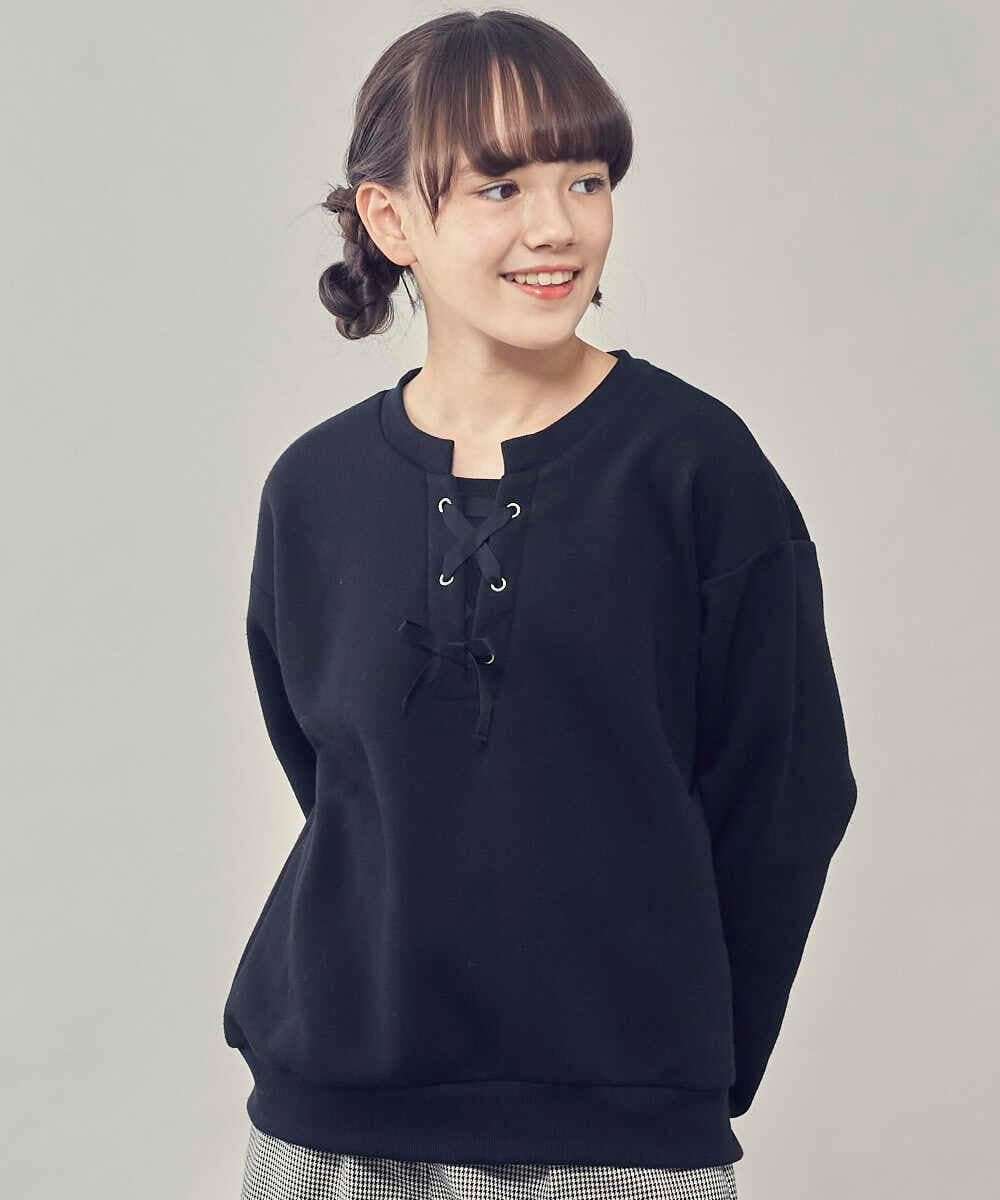 KJKAS01019 a.v.v KIDS(アー・ヴェ・ヴェ) [100-130]フロントレースアップトレーナー アイボリー