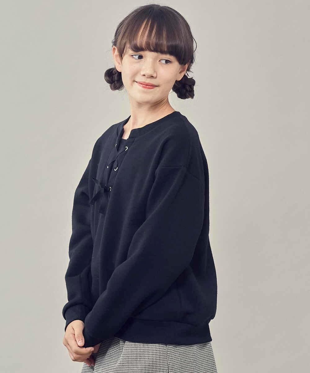 KJKAS01019 a.v.v KIDS(アー・ヴェ・ヴェ) [100-130]フロントレースアップトレーナー アイボリー
