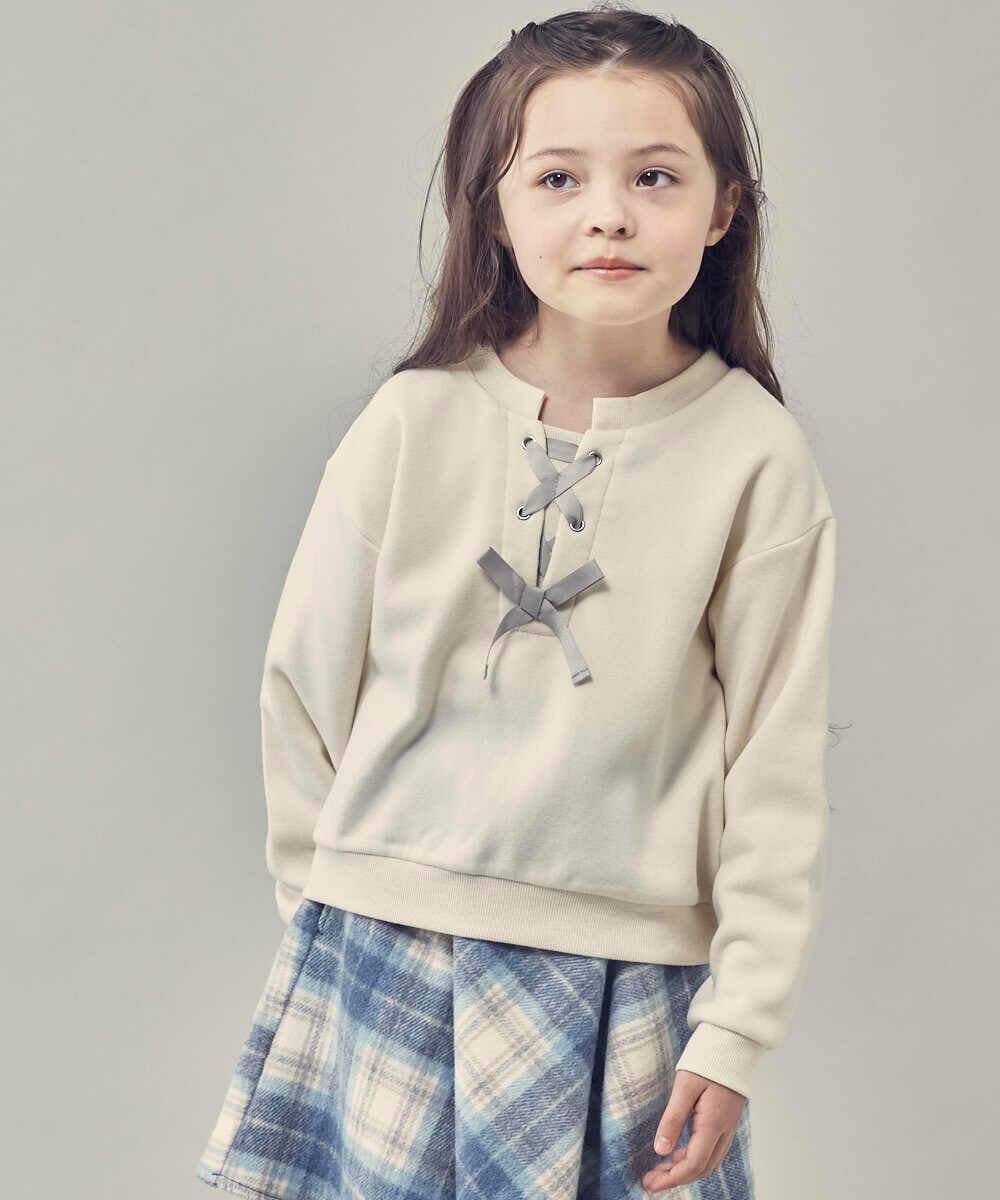 KJKAU01029 a.v.v KIDS(アー・ヴェ・ヴェ) [160]フロントレースアップトレーナー ブラック